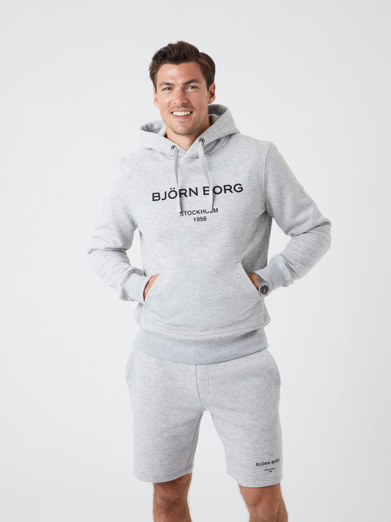 Björn Borg BORG LOGO HOODIE, TENNISTRÖJA HERR – GRÅ