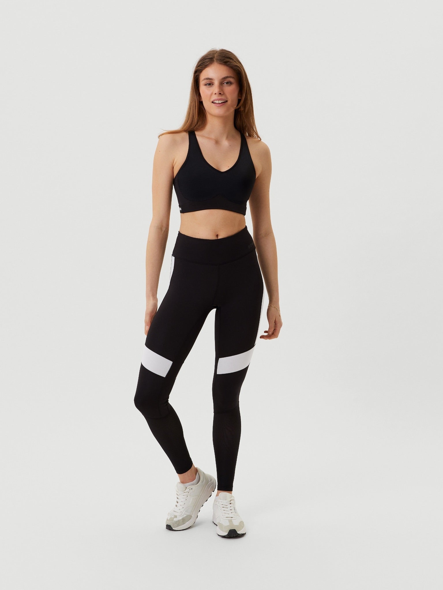 Björn Borg BORG HIGH WAIST BLOCK TIGHTS, TENNISTIGHTS DAM – SVART/VITT