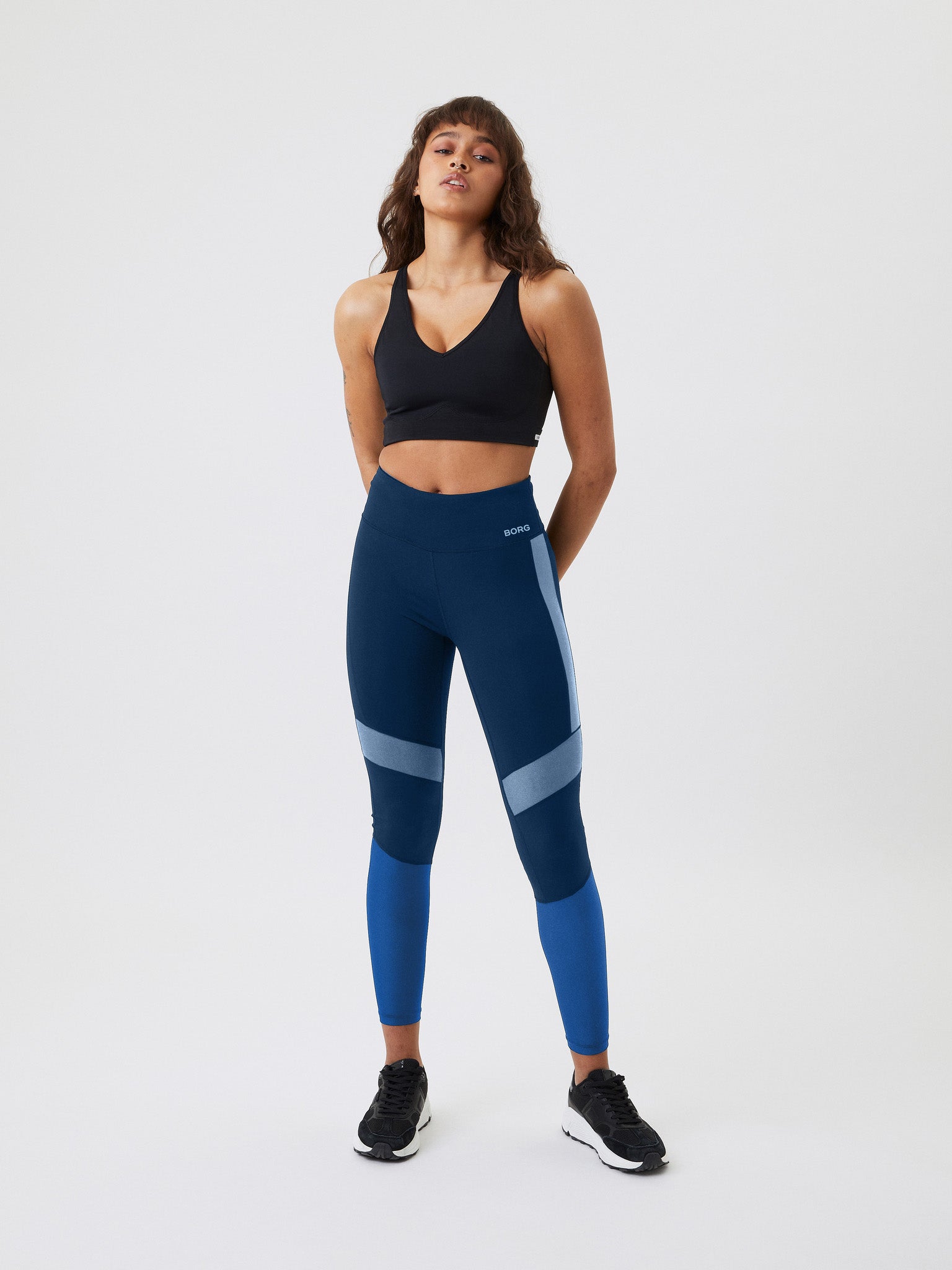 Björn Borg BORG HIGH WAIST BLOCK TIGHTS, TENNISTIGHTS DAM – NAUTISK BLÅ