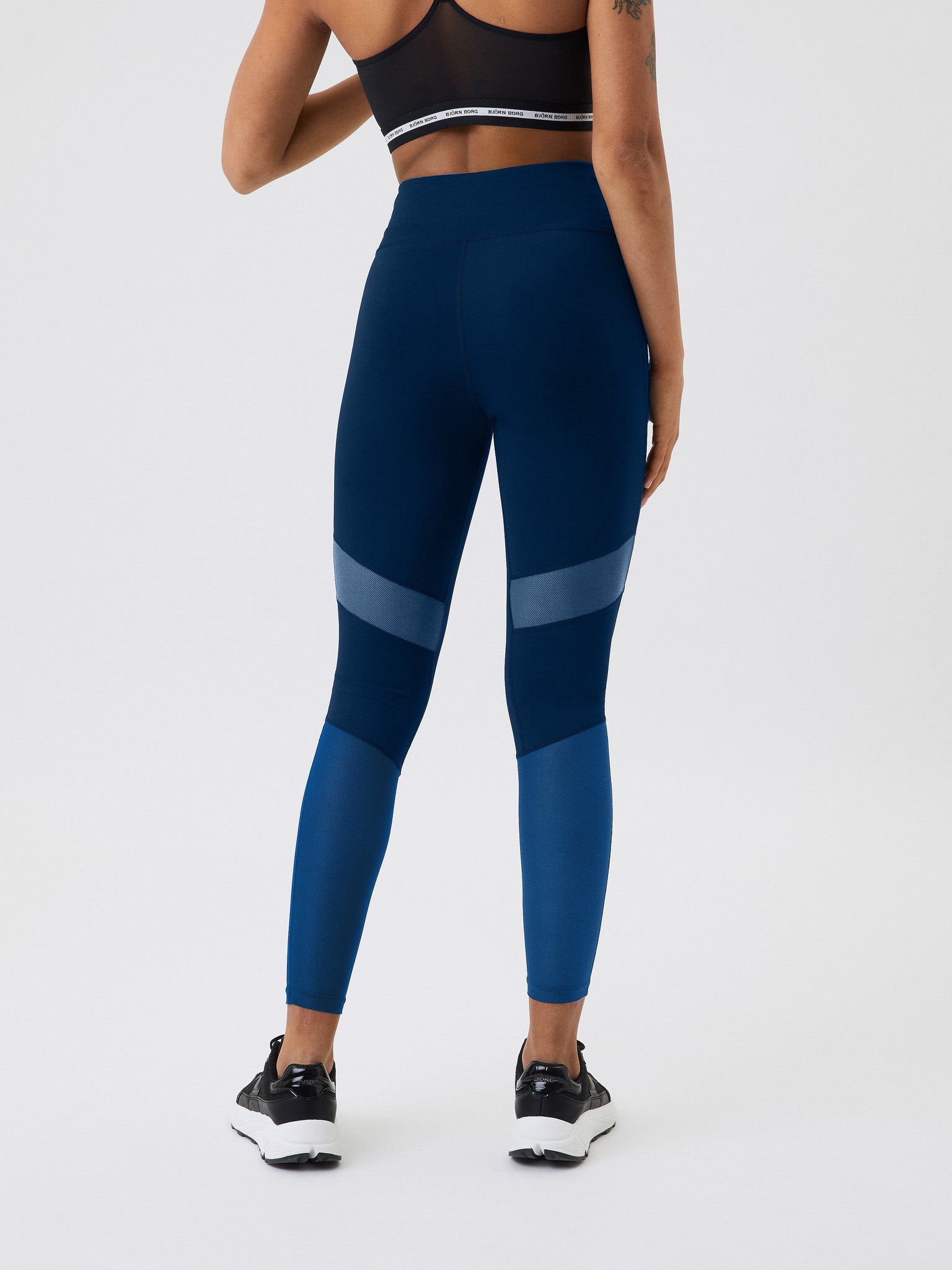 Björn Borg BORG HIGH WAIST BLOCK TIGHTS, TENNISTIGHTS DAM – NAUTISK BLÅ