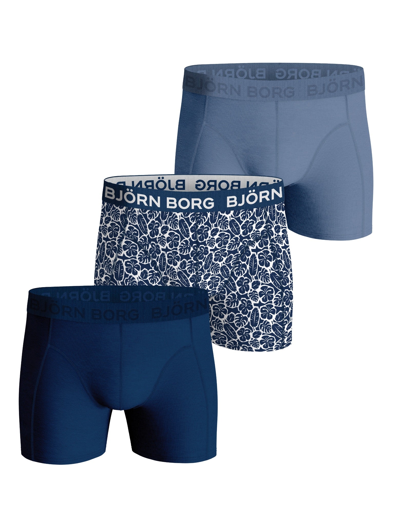 Björn Borg COTTON STRETCH BOXER 3p, KALSONGER – BLÅ/MÖNSTER