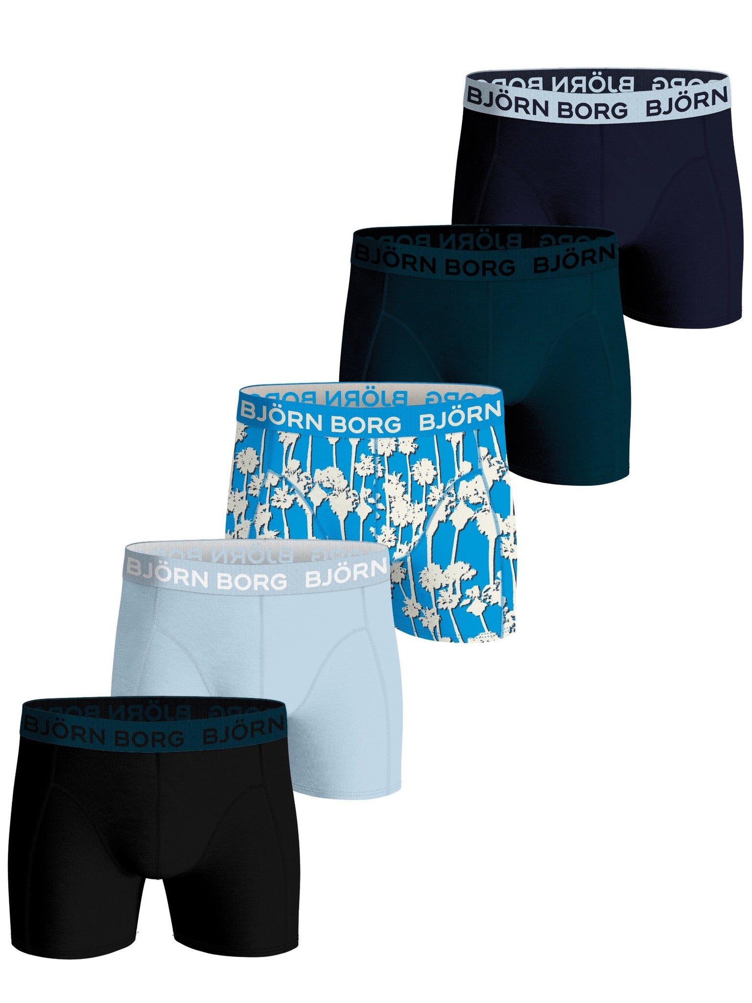 Björn Borg COTTON STRETCH BOXER 5p,KALSONGER – SVART/BLÅ/MÖNSTER