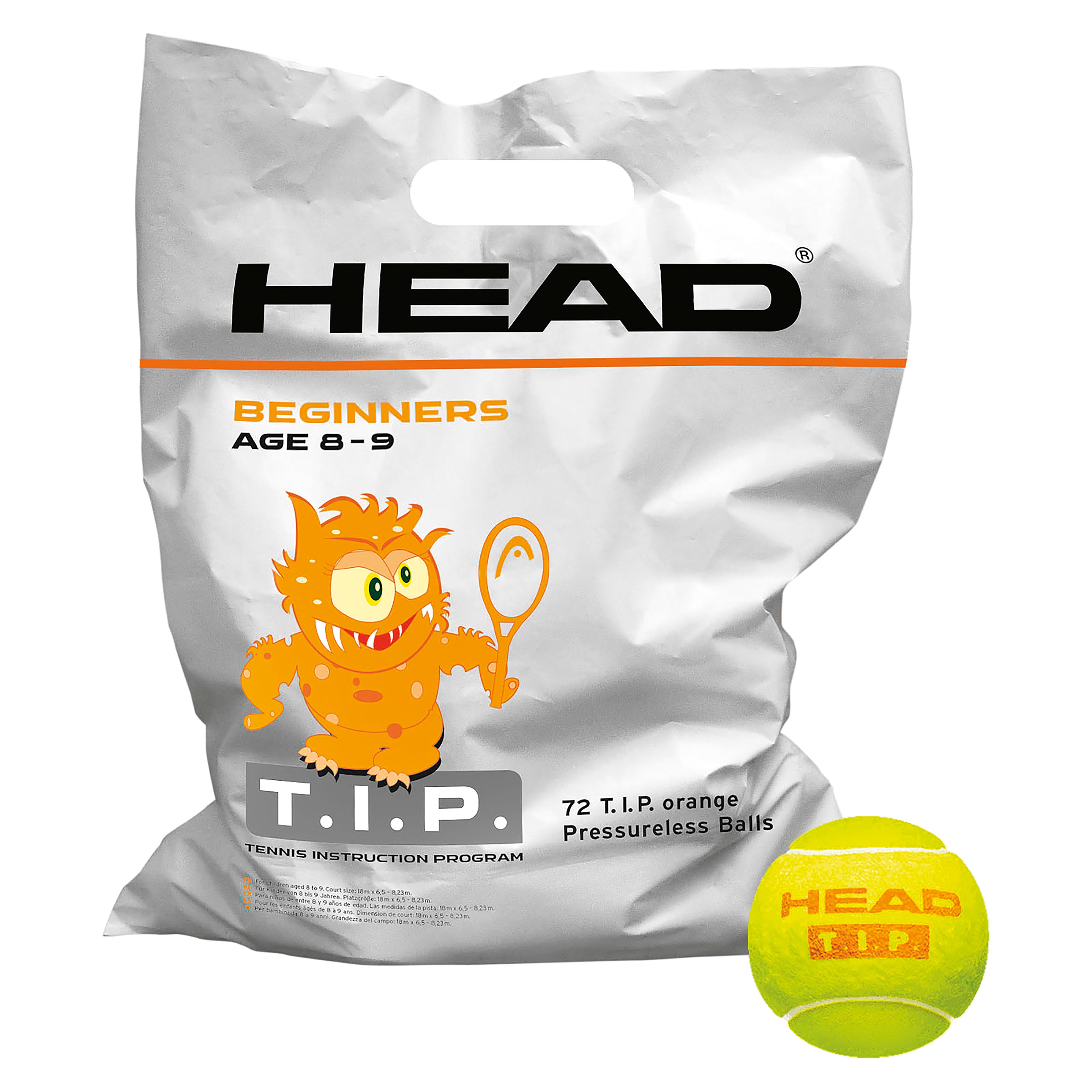 HEAD 72B TIP orange - Polybag, TENNISBOLLAR