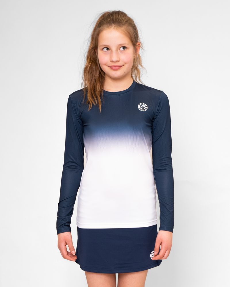 BIDI BADU Crew Gradiant Junior Longsleeve - dark blue, white, TENNISTRÖJA TJEJ