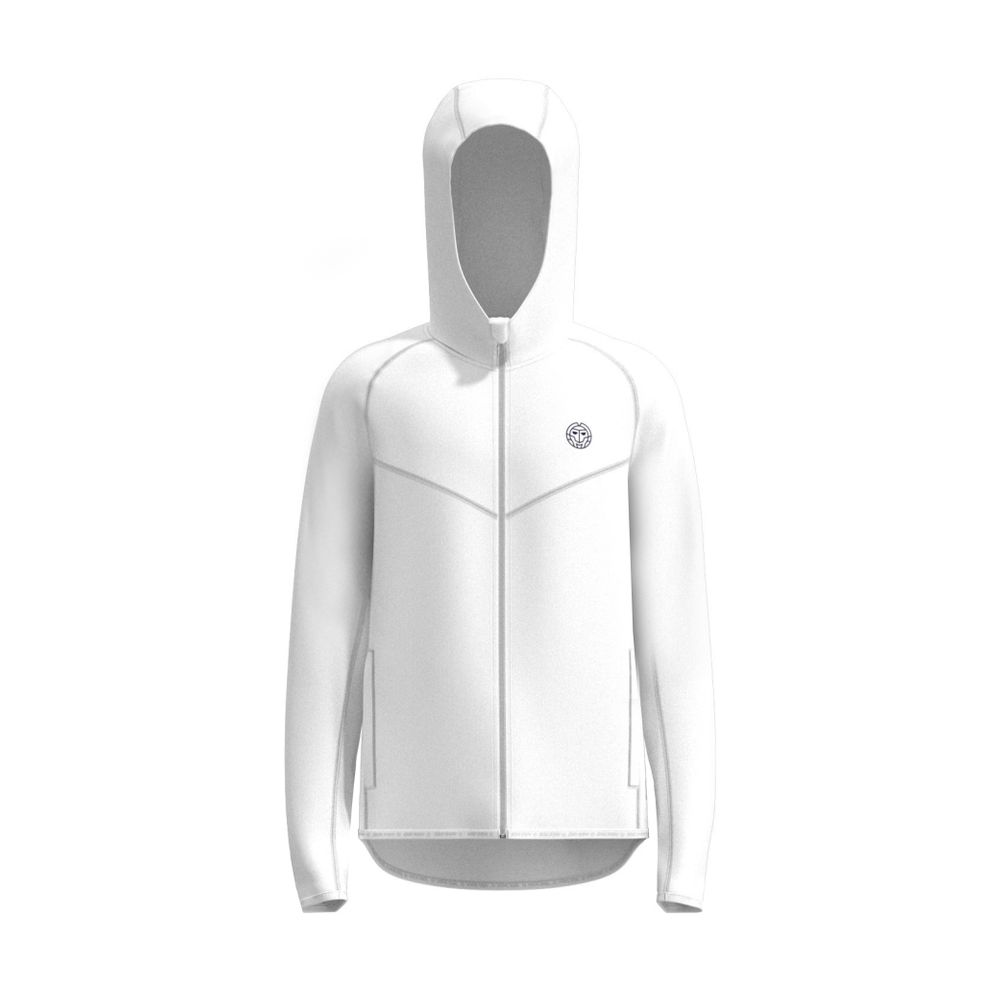 BIDI BADU Crew Hood Jacket - white, TENNISJACKA HERR