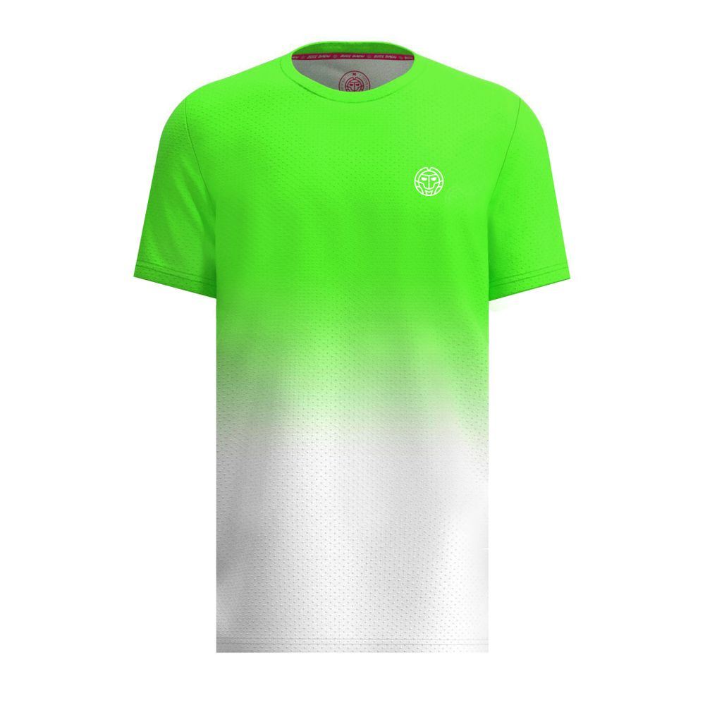 BIDI BADU Crew Gradiant Tee - neon green, white, TENNIS T-SHIRT HERR