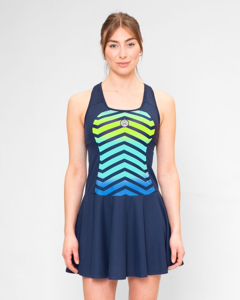 BIDI BADU Grafic Illumination Dress - dark blue, mixed, TENNISKLÄNNING DAM